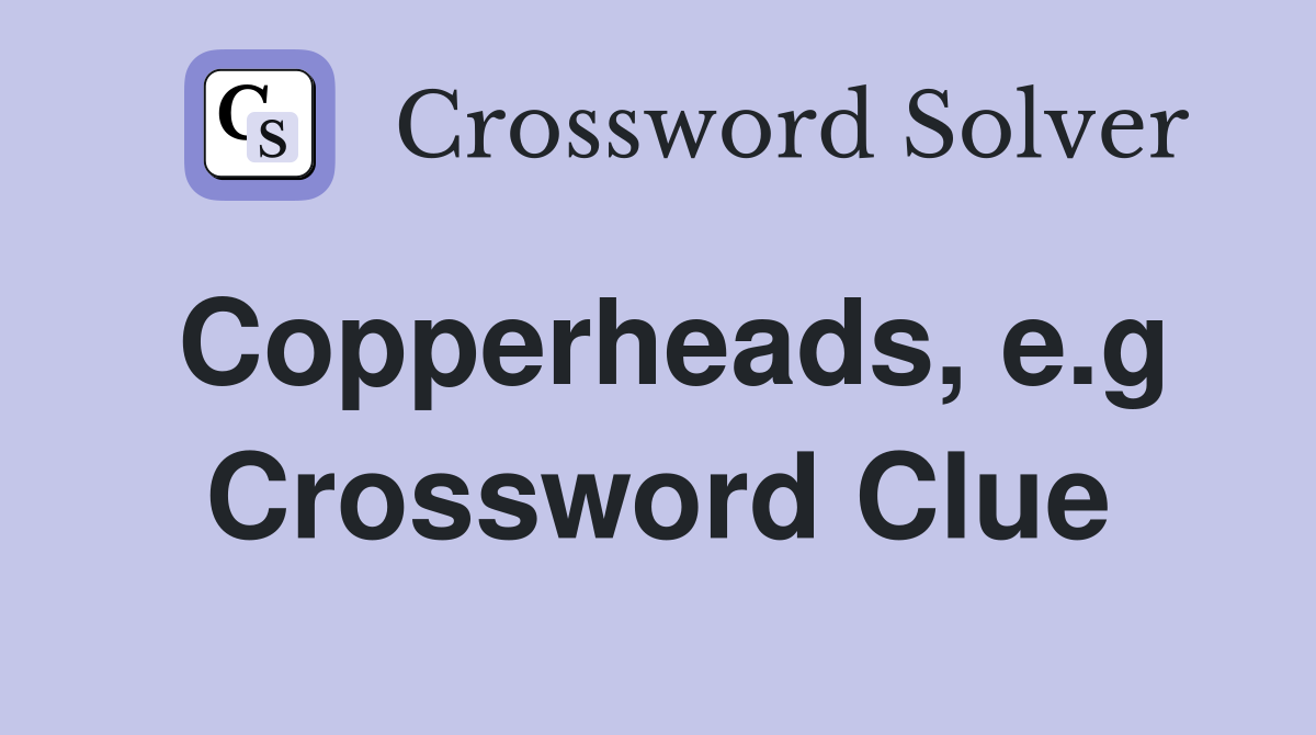 Copperheads, e.g Crossword Clue