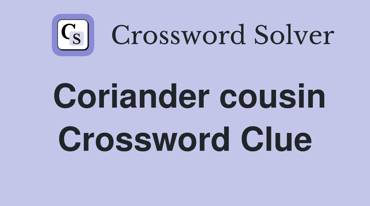 Coriander cousin Crossword Clue