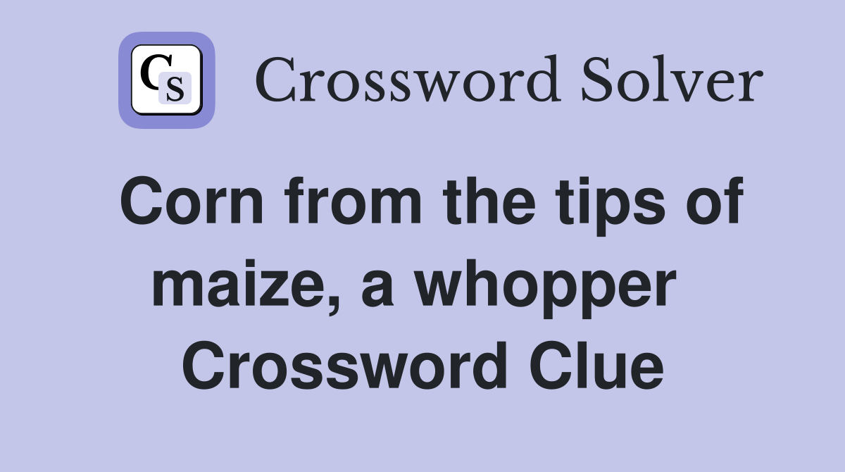 Corn from the tips of maize, a whopper  Crossword Clue