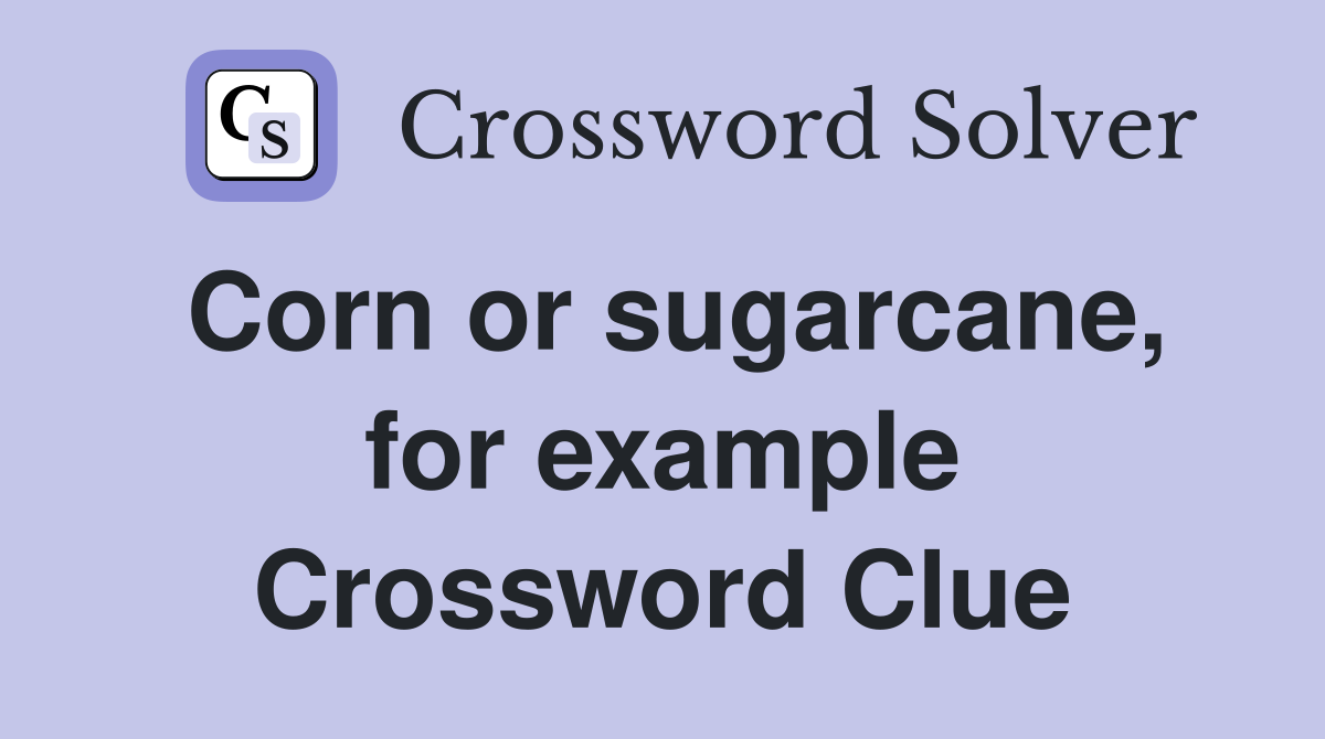 Corn or sugarcane, for example Crossword Clue