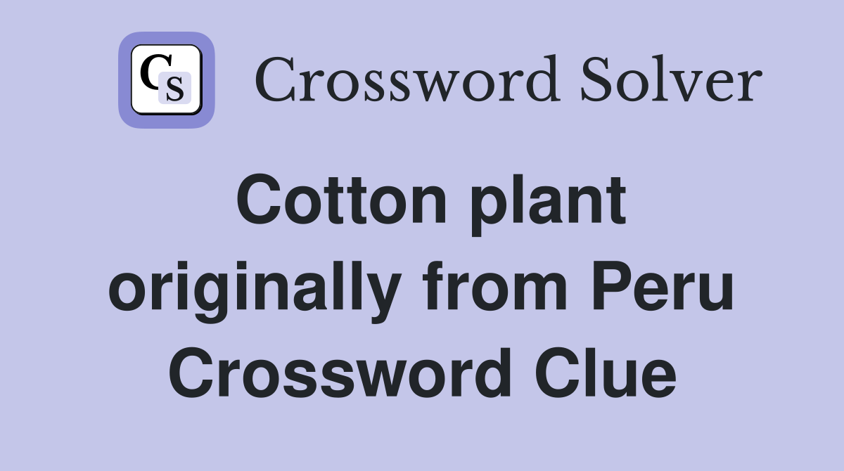 Cotton plant originally from Peru Crossword Clue