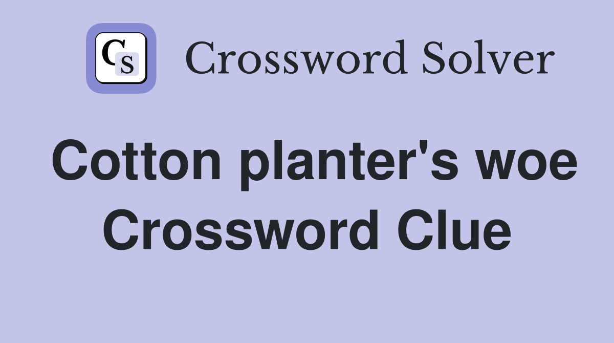 Cotton planter's woe Crossword Clue