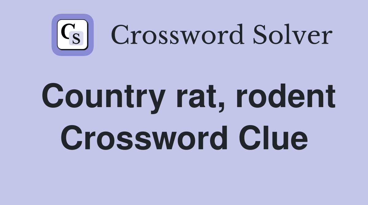 Country rat, rodent Crossword Clue