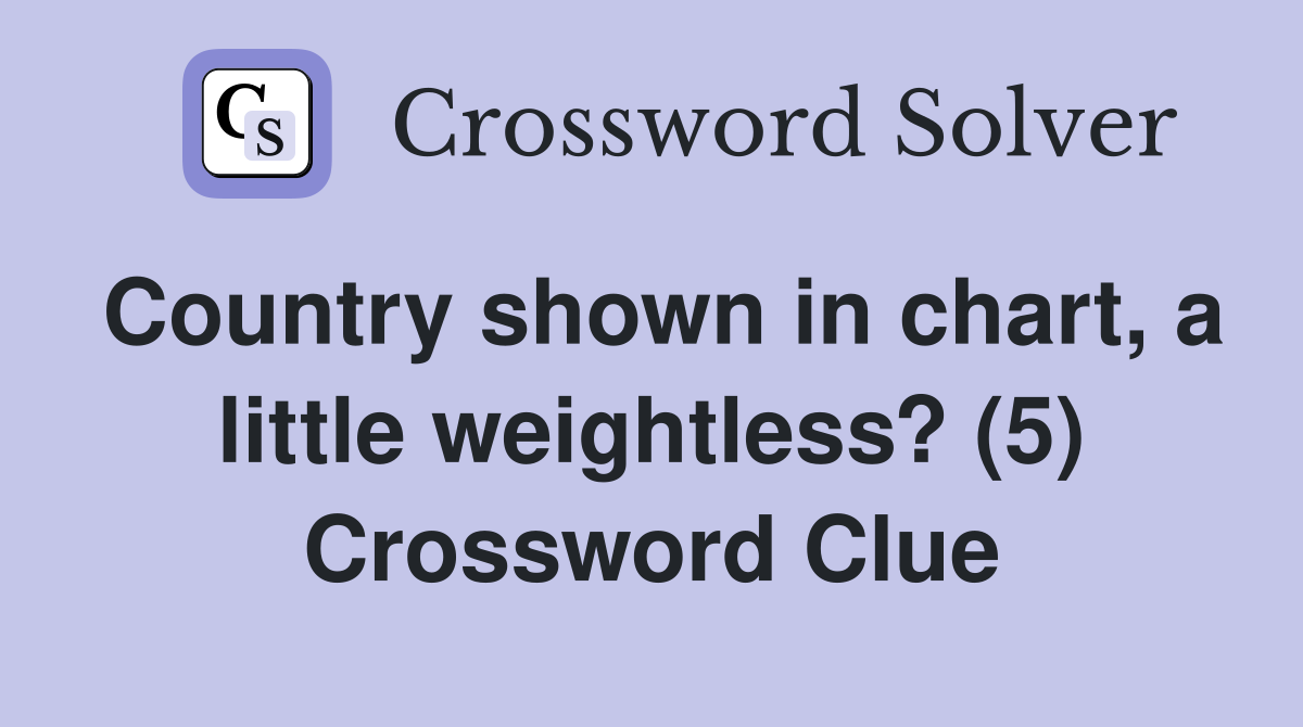 Country shown in chart, a little weightless? (5) Crossword Clue