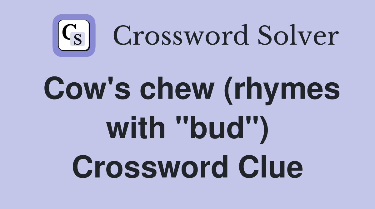Cow's chew (rhymes with "bud") Crossword Clue
