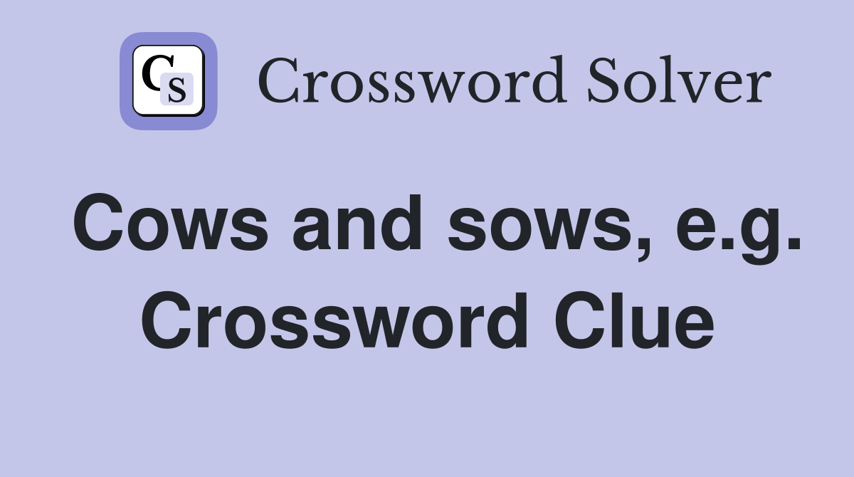 Cows and sows, e.g. Crossword Clue