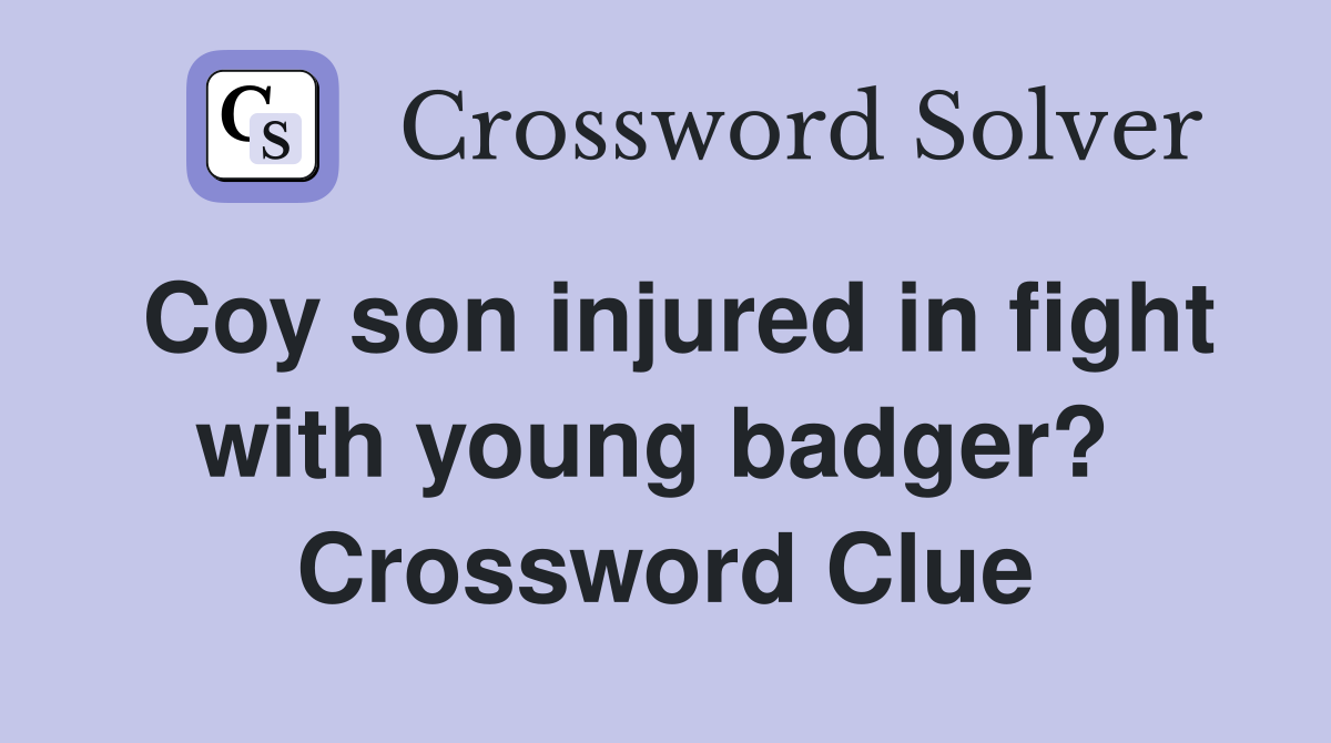 Coy son injured in fight with young badger?  Crossword Clue