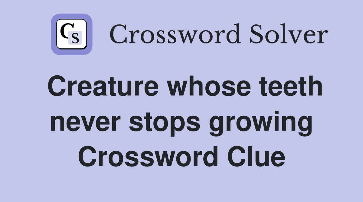 Creature whose teeth never stops growing Crossword Clue