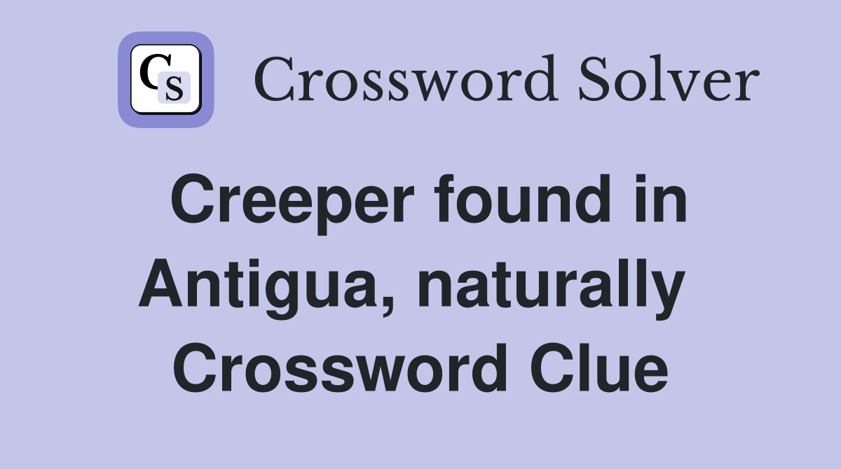 Creeper found in Antigua, naturally  Crossword Clue