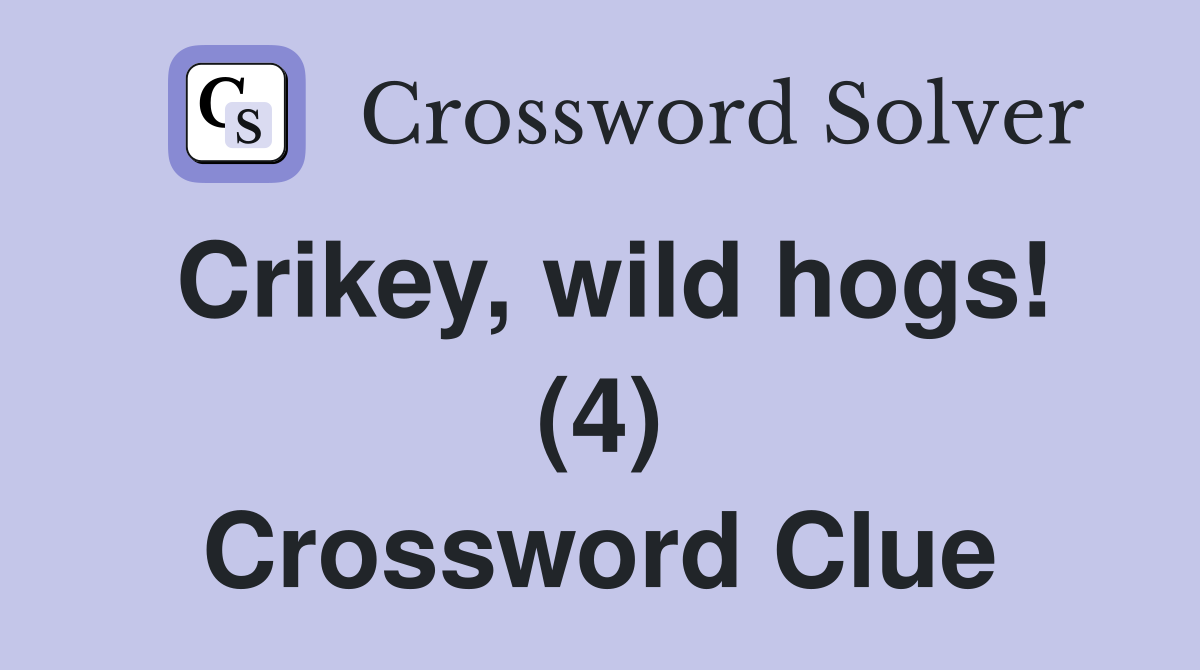 Crikey, wild hogs! (4) Crossword Clue