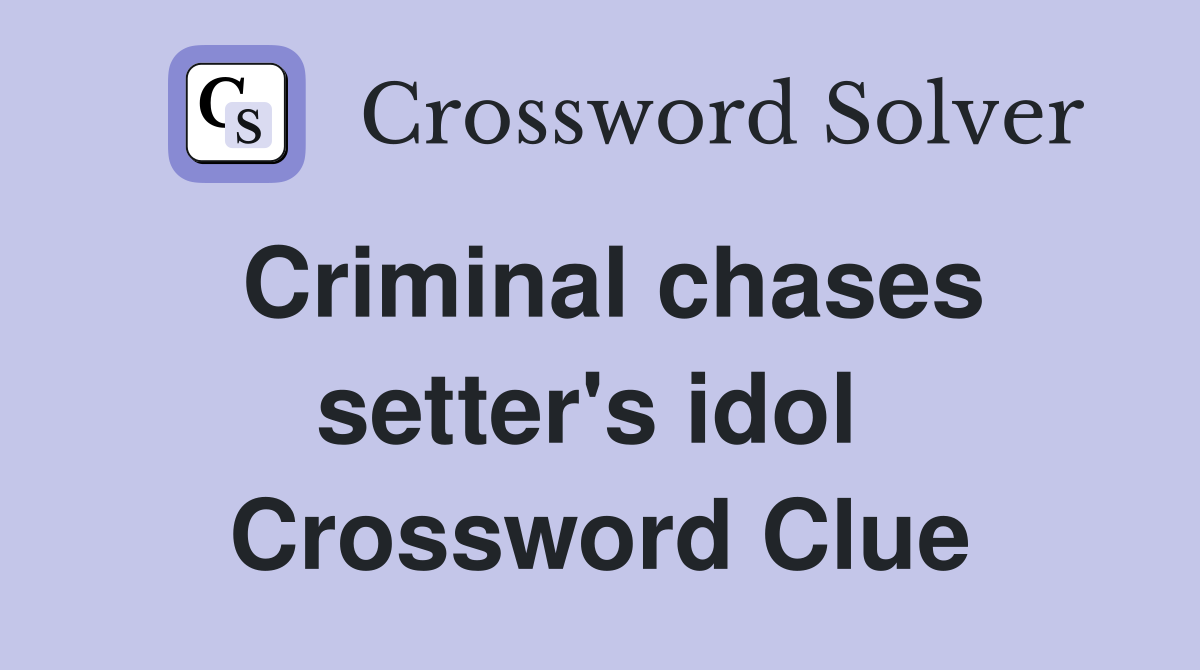 Criminal chases setter's idol  Crossword Clue