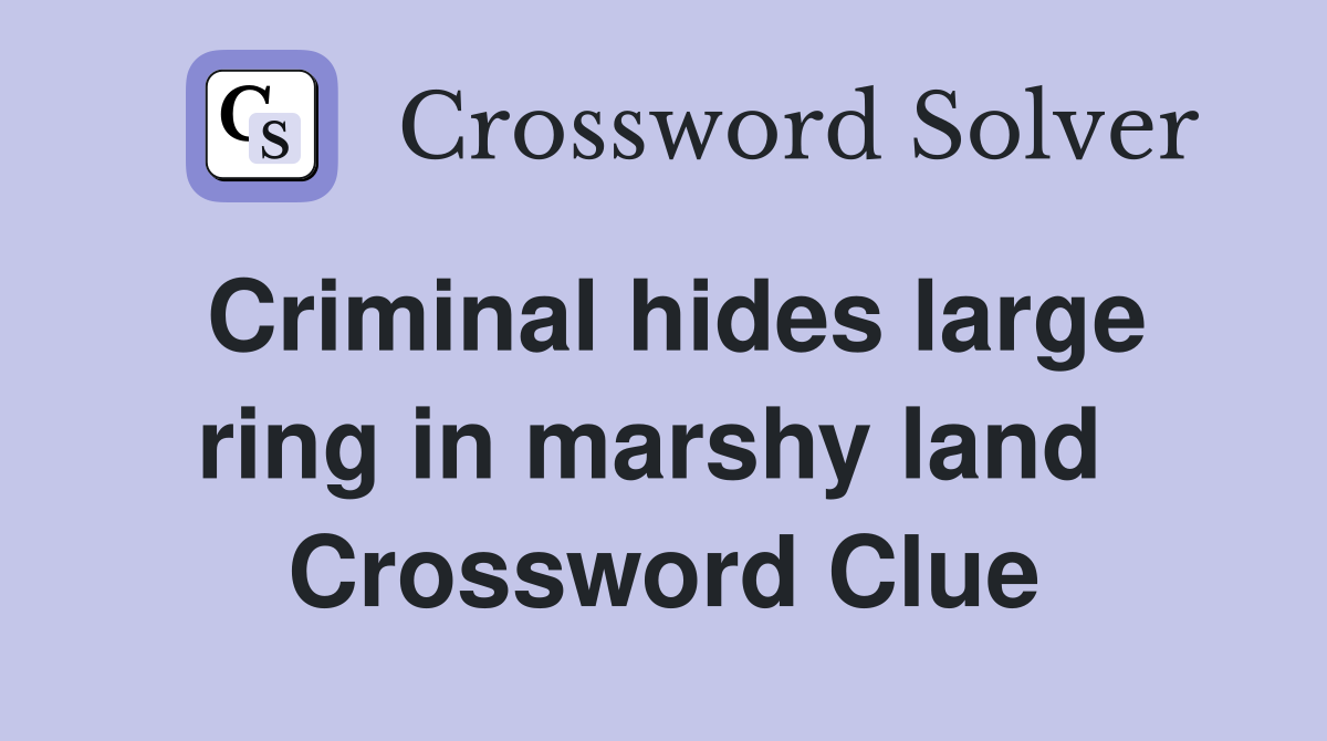 Criminal hides large ring in marshy land  Crossword Clue