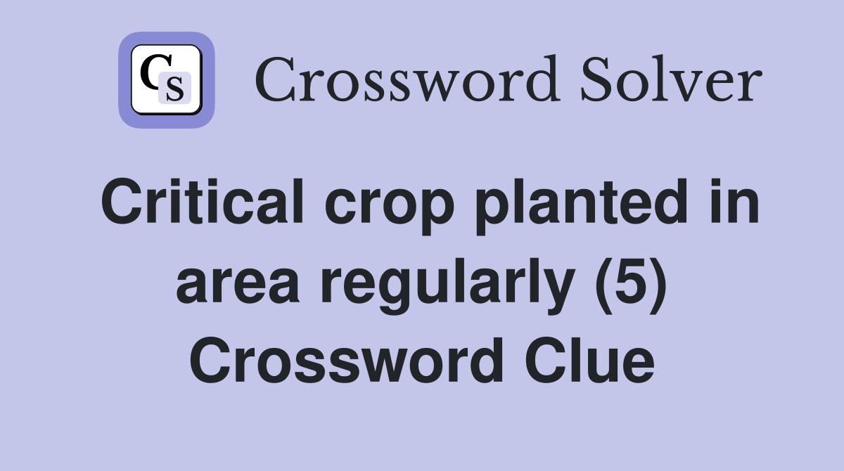 Critical crop planted in area regularly (5) Crossword Clue
