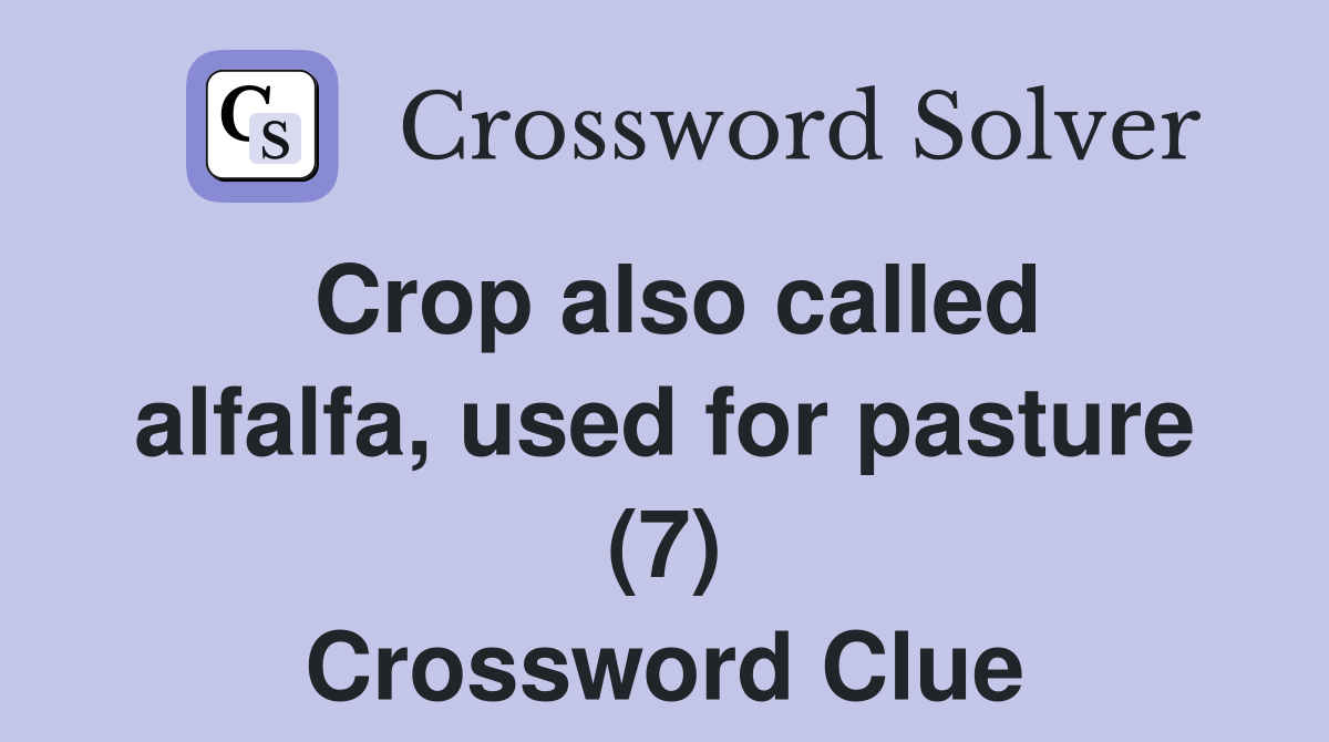 Crop also called alfalfa, used for pasture (7) Crossword Clue