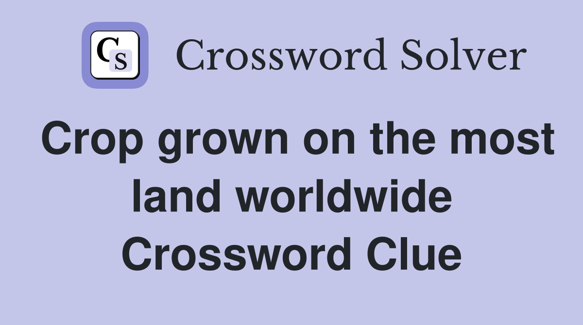 Crop grown on the most land worldwide Crossword Clue