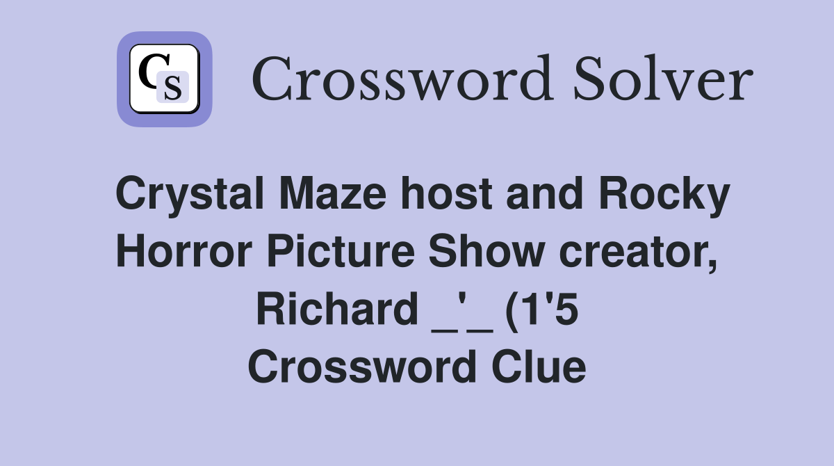 Crystal Maze host and Rocky Horror Picture Show creator Richard #39 (1 Crystal Maze host and Rocky Horror Picture Show creator Richard #39 (1