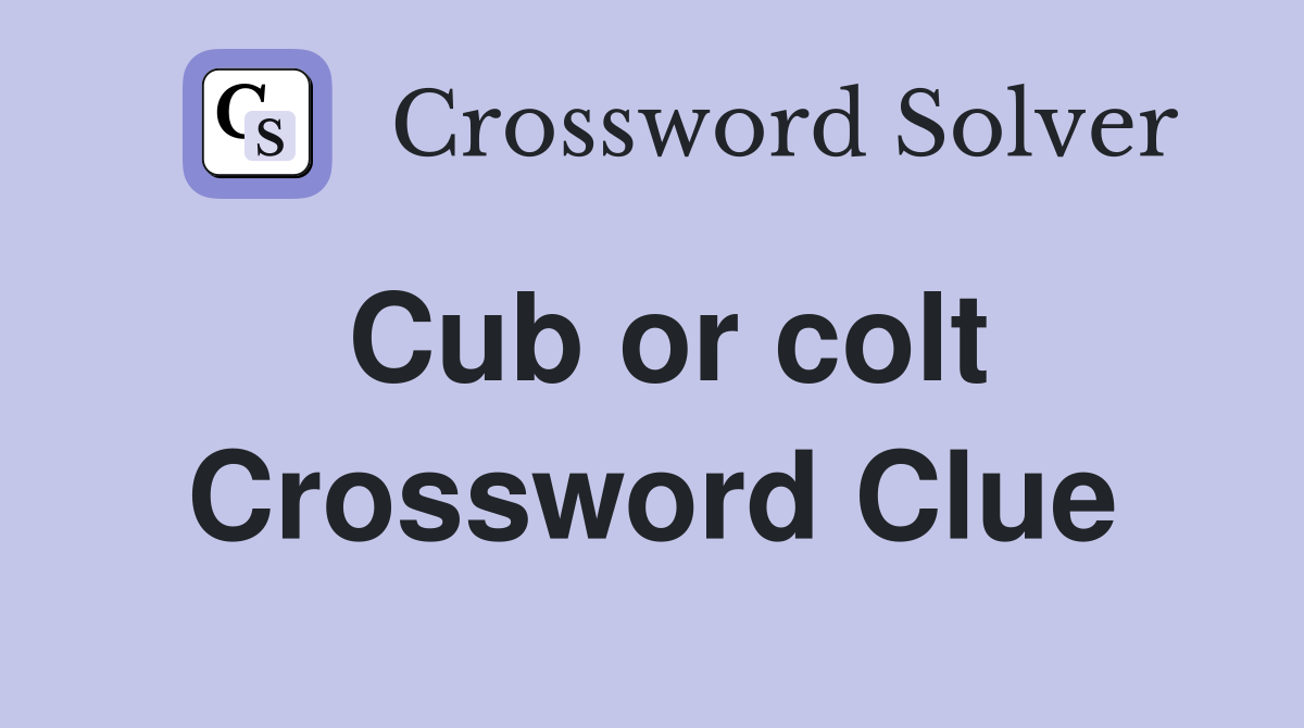 Cub or colt Crossword Clue