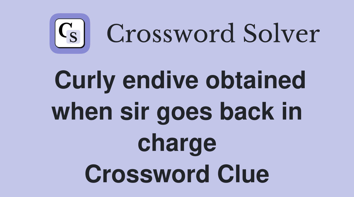 Curly endive obtained when sir goes back in charge Crossword Clue