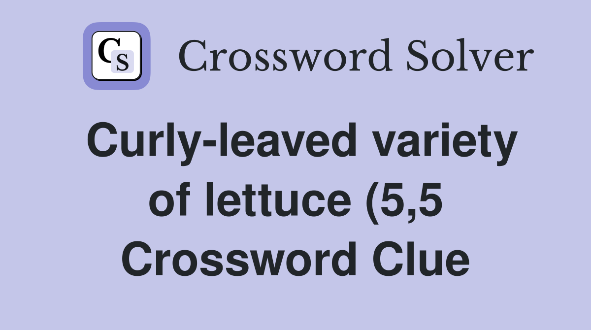 Curly leaved variety of lettuce (5 5) Crossword Clue Answers Curly leaved variety of lettuce (5 5) Crossword Clue Answers