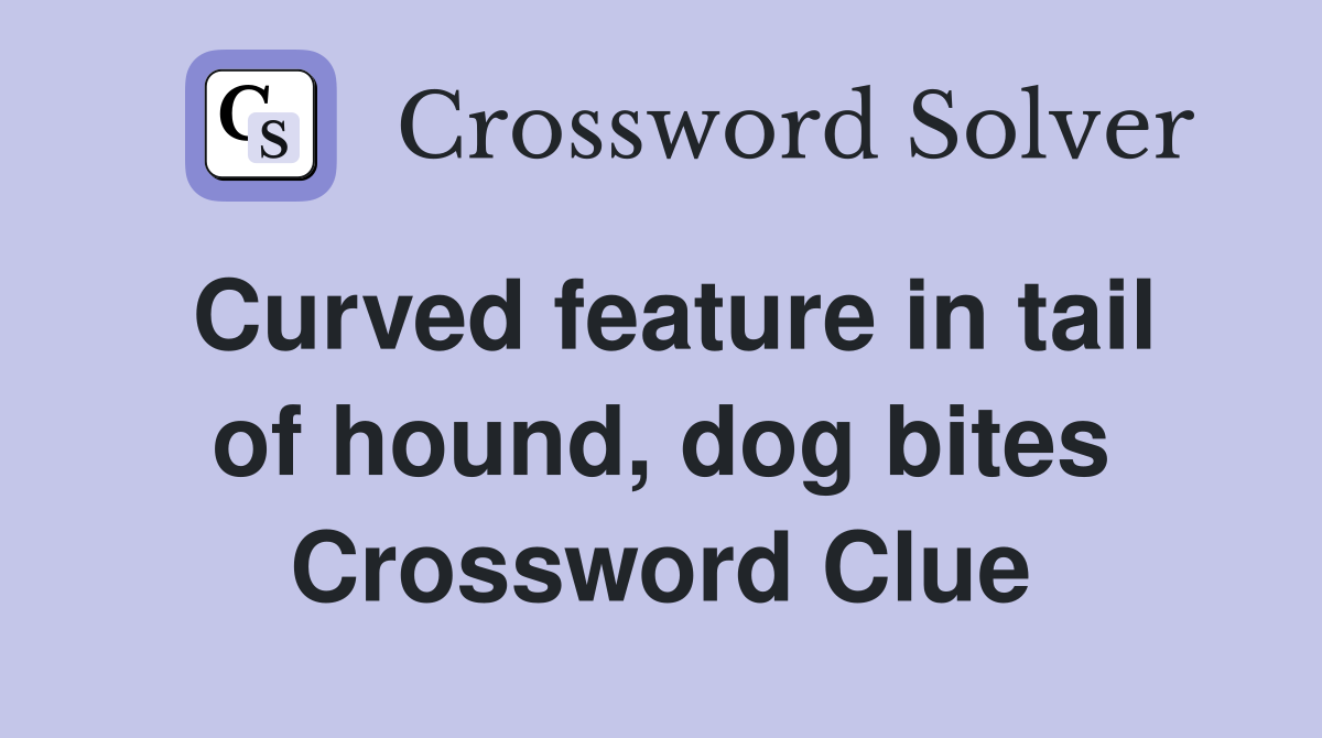Curved feature in tail of hound, dog bites Crossword Clue