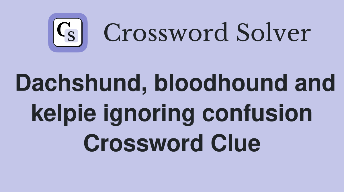 Dachshund, bloodhound and kelpie ignoring confusion Crossword Clue