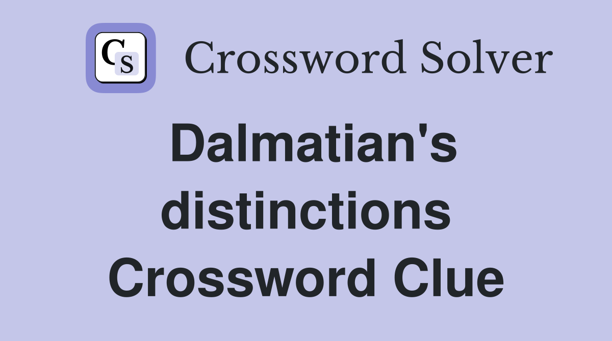 Dalmatian's distinctions Crossword Clue