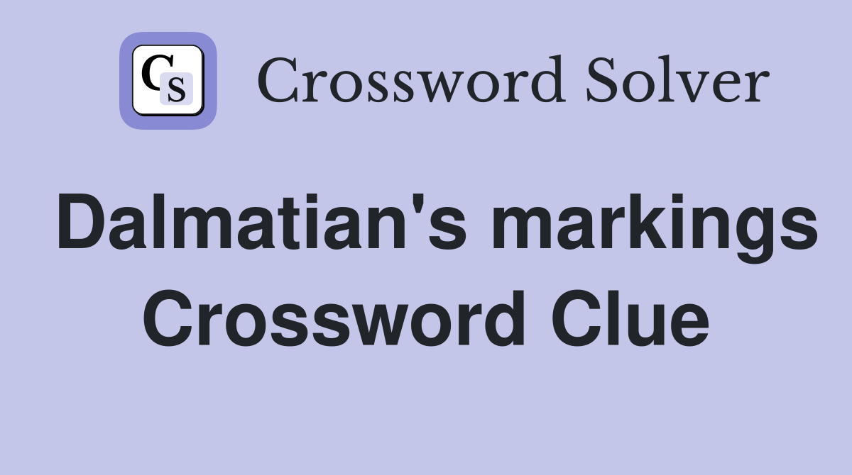 Dalmatian's markings Crossword Clue