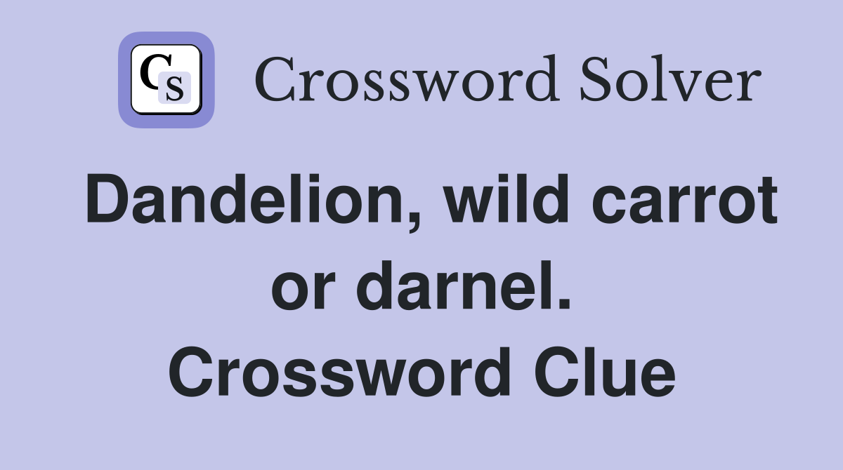 Dandelion, wild carrot or darnel. Crossword Clue