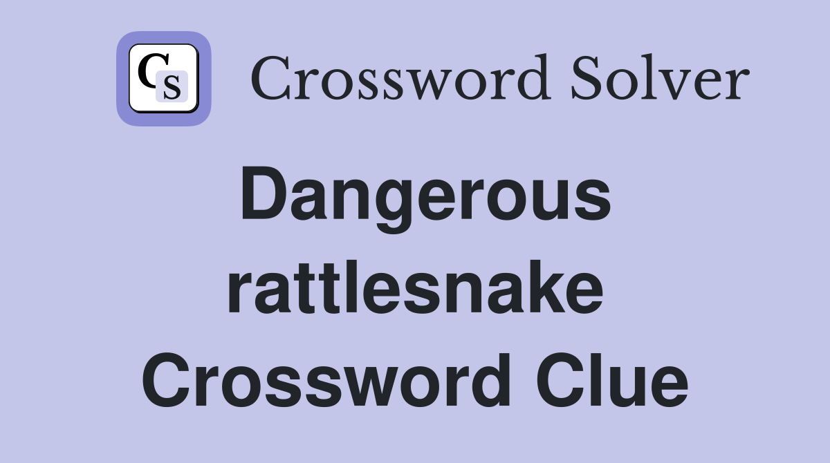 Dangerous rattlesnake Crossword Clue