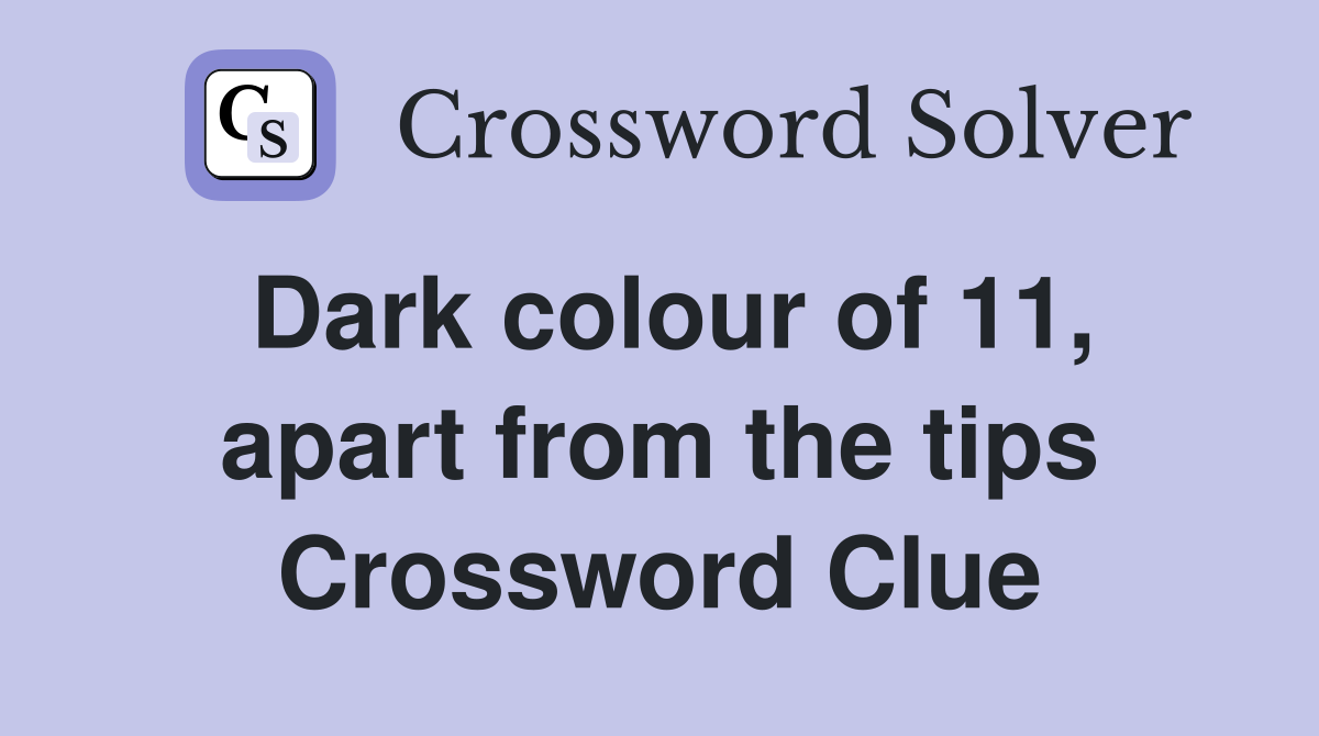 Dark colour of 11, apart from the tips Crossword Clue