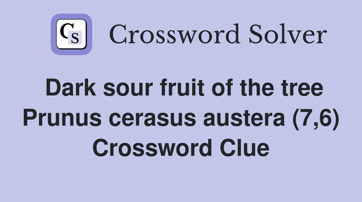 Dark sour fruit of the tree Prunus cerasus austera (7,6) Crossword Clue