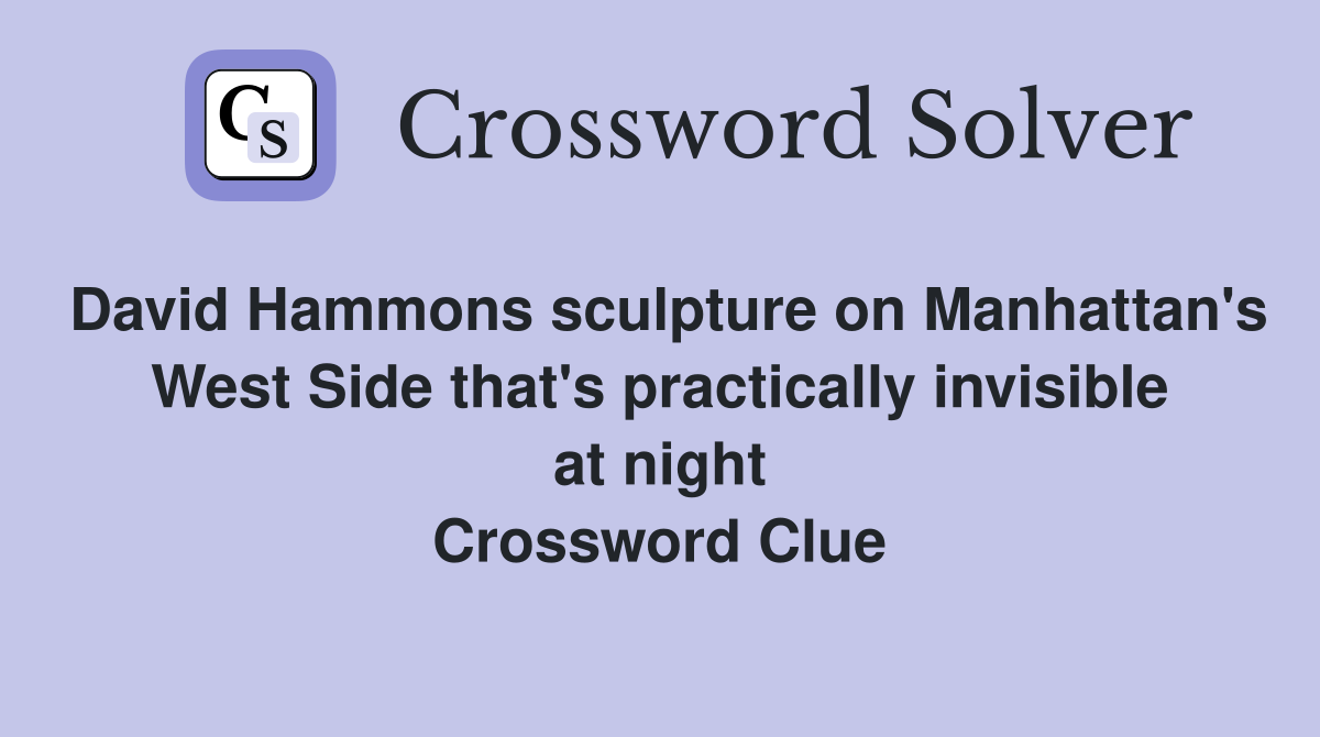 David Hammons sculpture on Manhattan's West Side that's practically invisible at night Crossword Clue