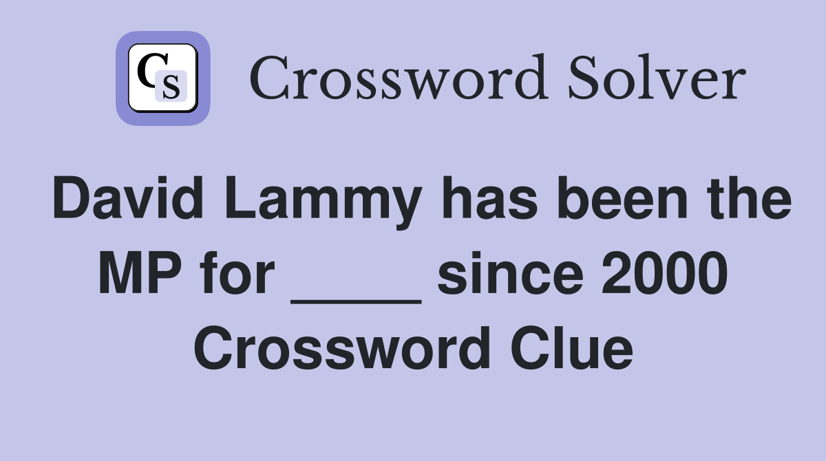 David Lammy has been the MP for ____ since 2000 Crossword Clue