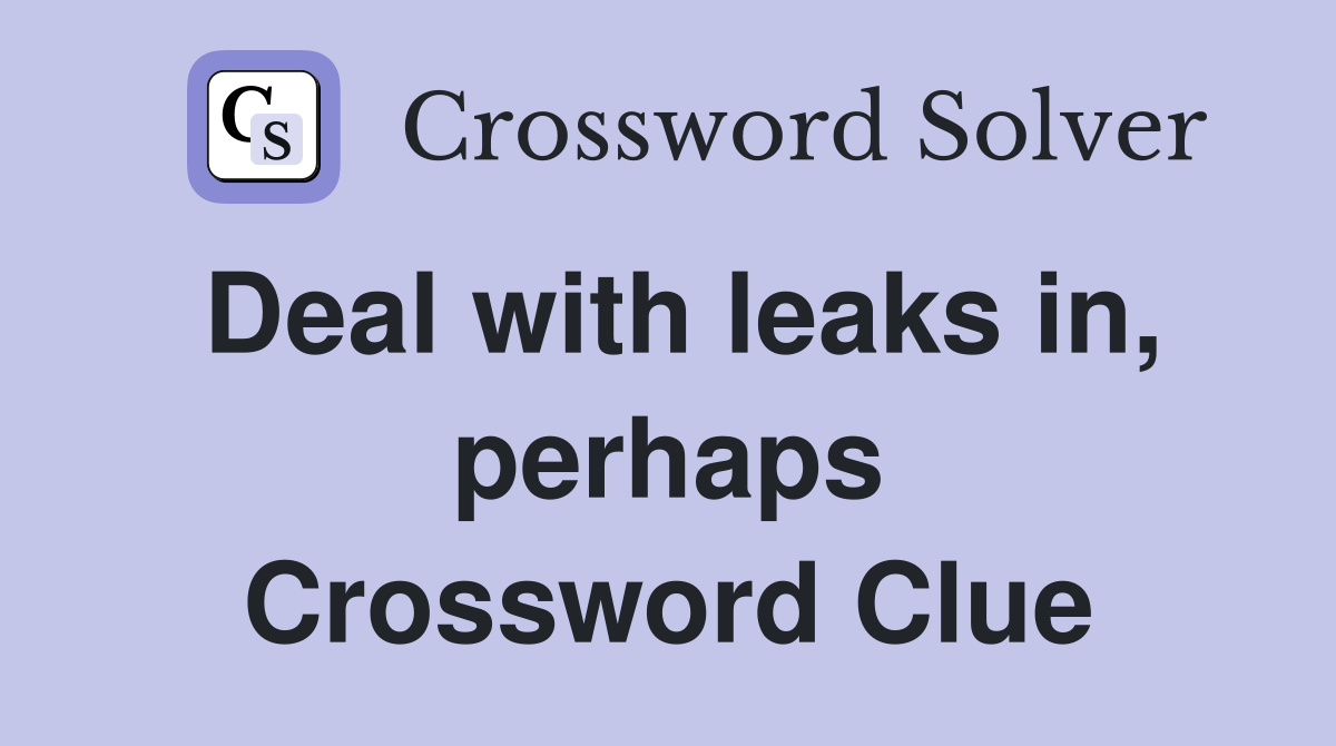 Deal with leaks in, perhaps Crossword Clue