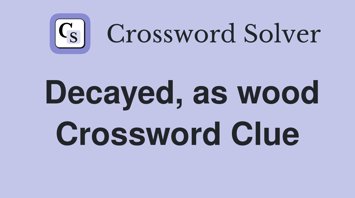 Decayed, as wood Crossword Clue