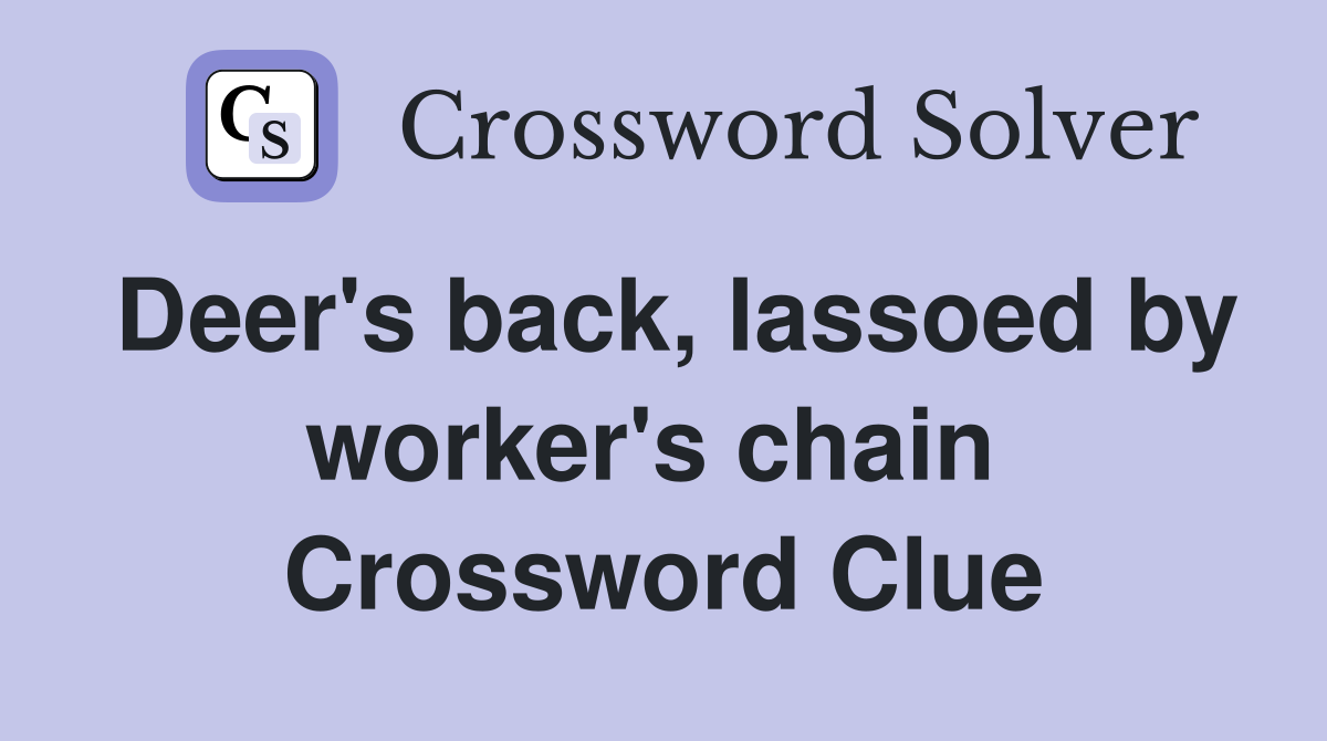 Deer's back, lassoed by worker's chain  Crossword Clue