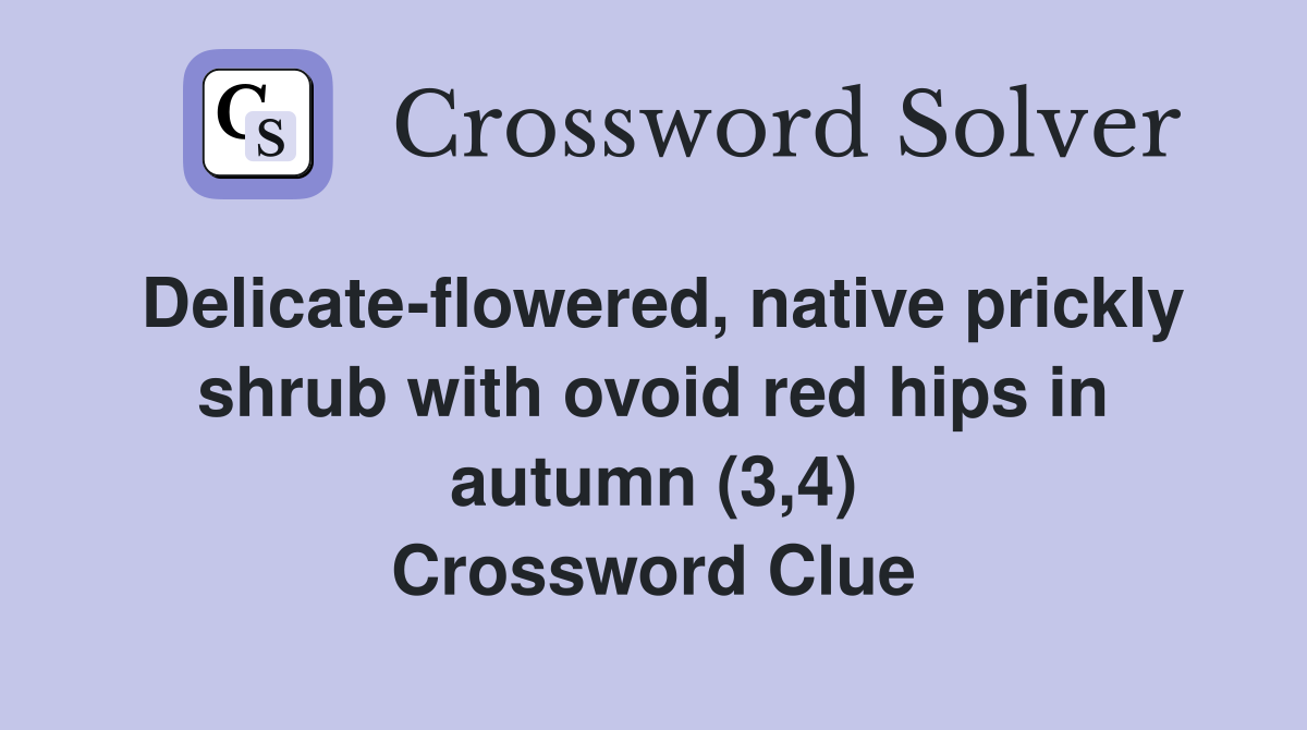 Delicate-flowered, native prickly shrub with ovoid red hips in autumn (3,4) Crossword Clue