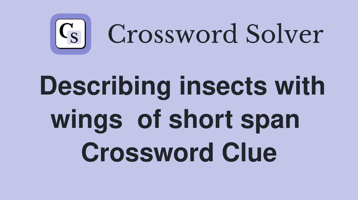 Describing insects with wings  of short span  Crossword Clue