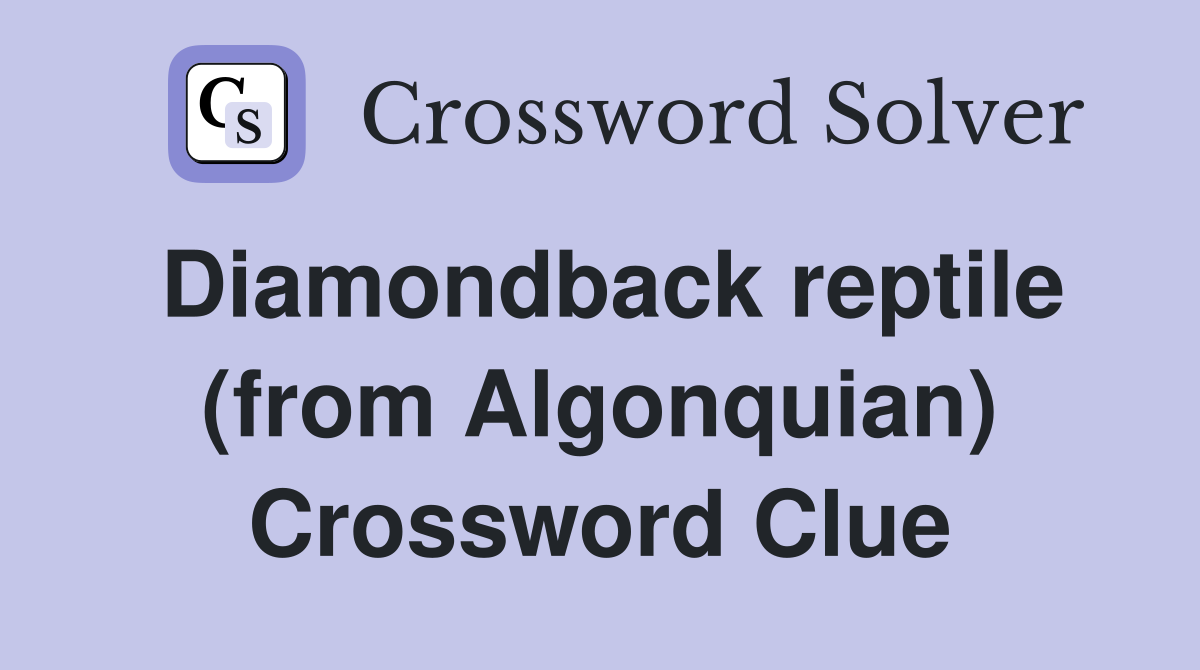 Diamondback reptile (from Algonquian) Crossword Clue