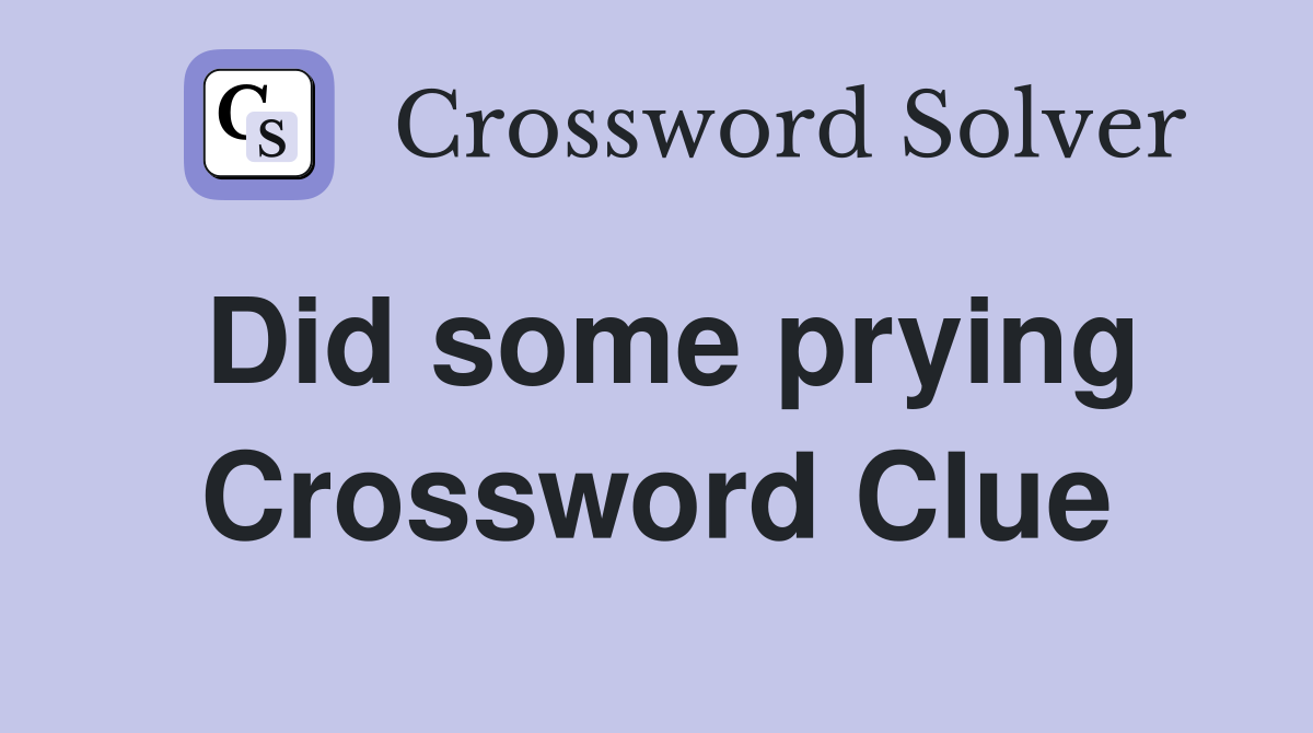 Did some prying Crossword Clue