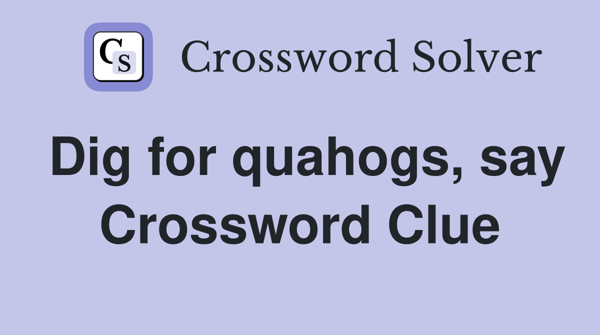Dig for quahogs, say Crossword Clue