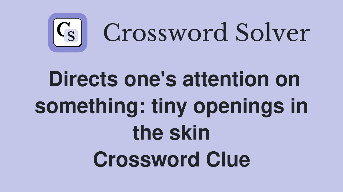 Directs one's attention on something: tiny openings in the skin Crossword Clue