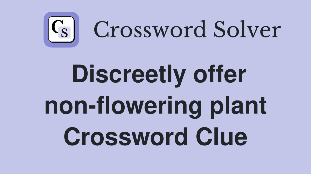 Discreetly offer non-flowering plant Crossword Clue