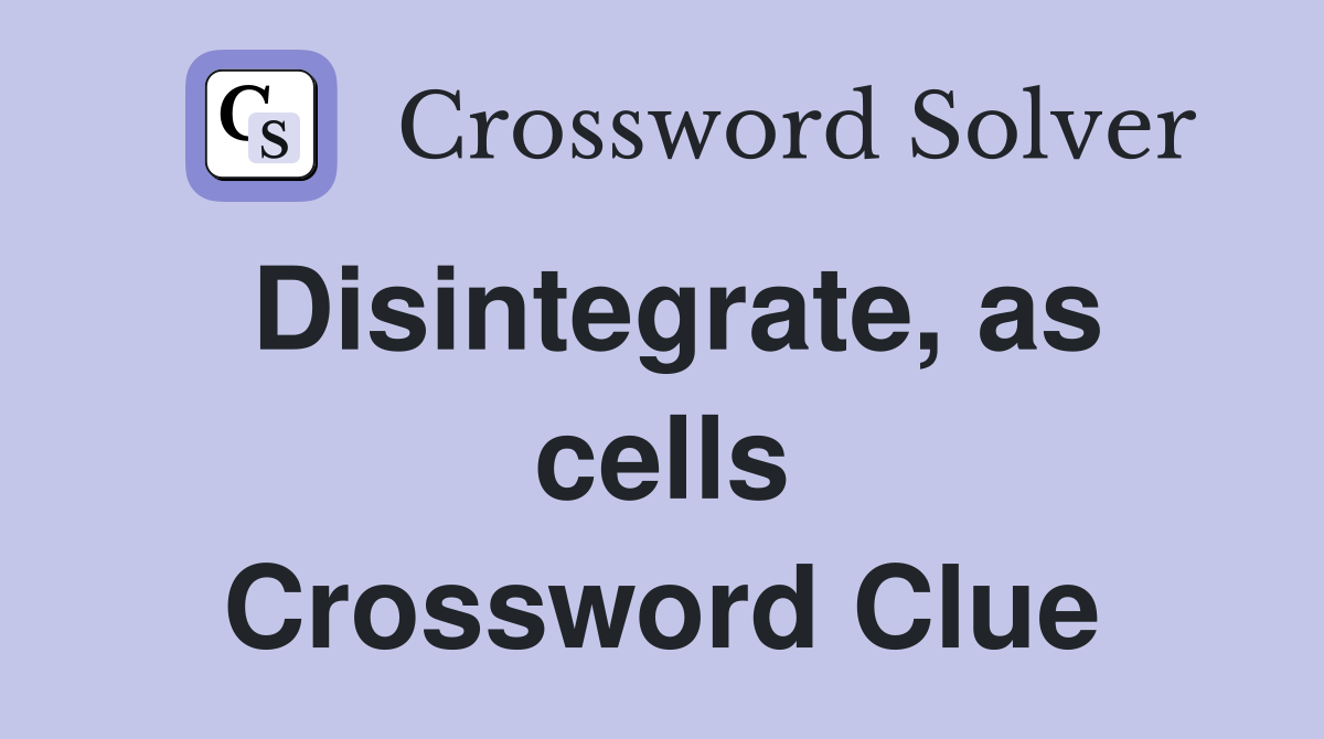Disintegrate, as cells Crossword Clue
