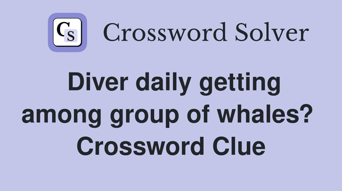 Diver daily getting among group of whales?  Crossword Clue