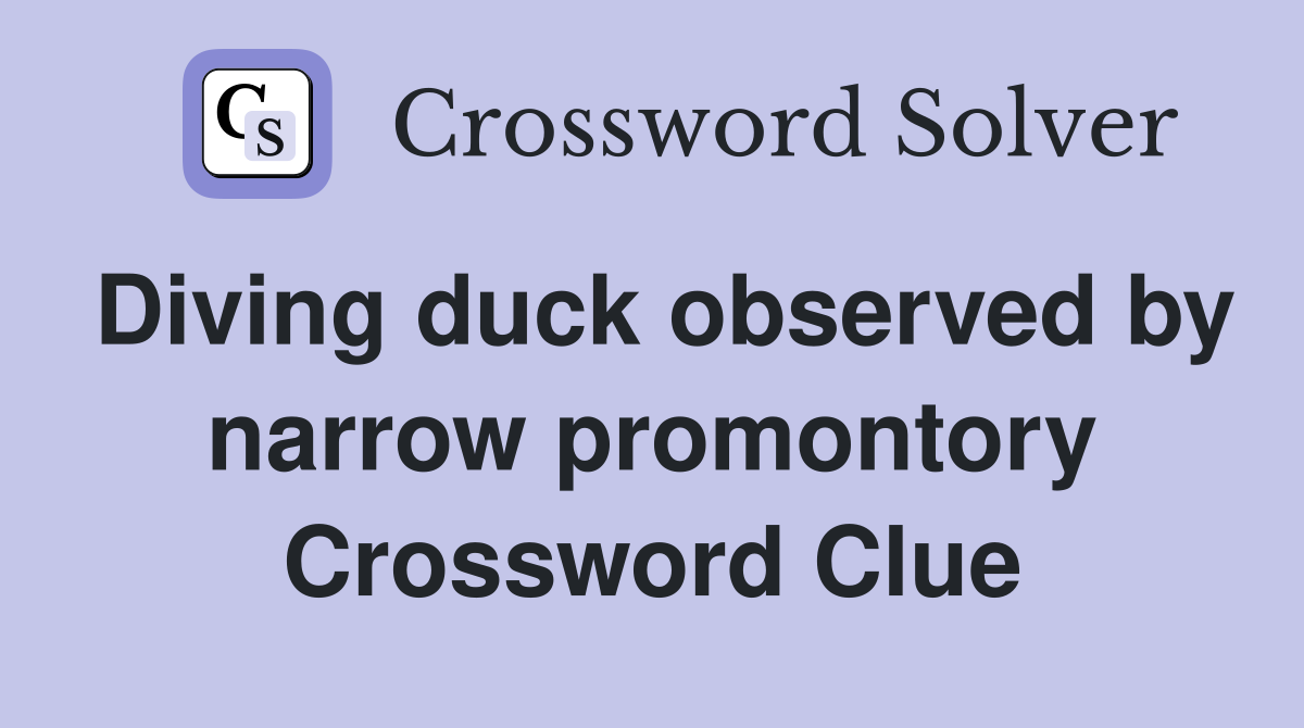 Diving duck observed by narrow promontory Crossword Clue