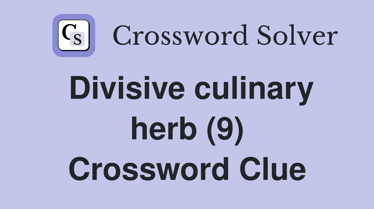 Divisive culinary herb (9) Crossword Clue