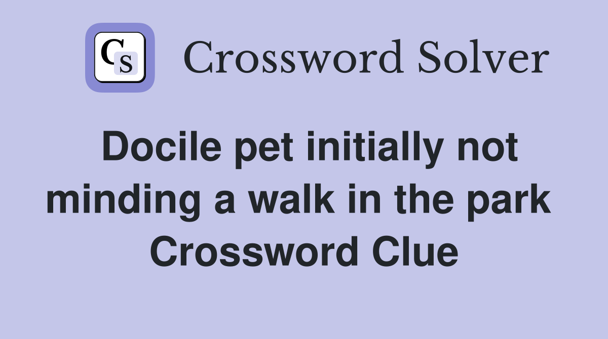 Docile pet initially not minding a walk in the park  Crossword Clue