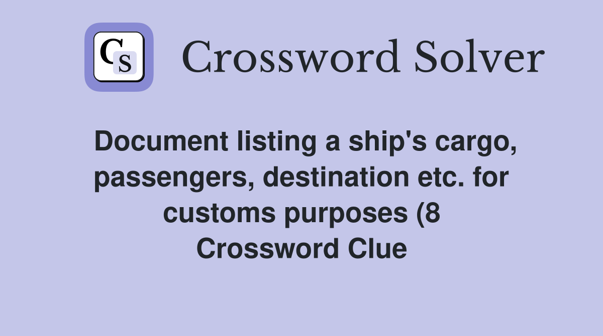 Document listing a ship #39 s cargo passengers destination etc for Document listing a ship #39 s cargo passengers destination etc for