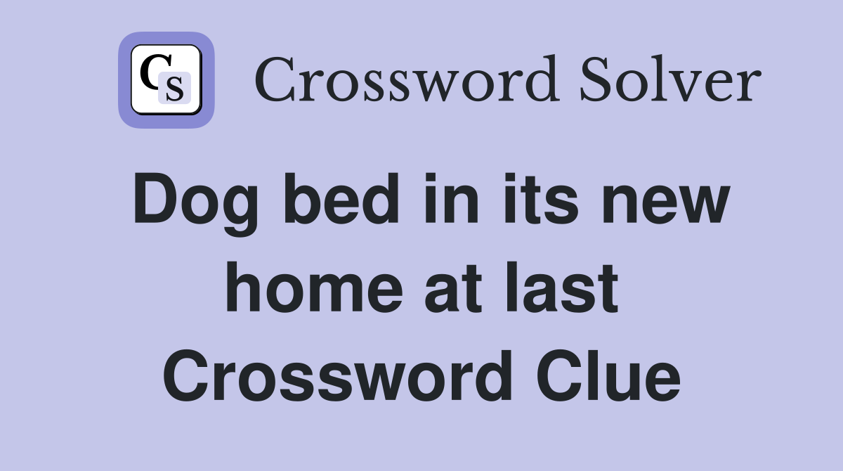 Dog bed in its new home at last Crossword Clue